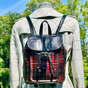 NWT Patricia Nash Aberdeen Gold Foil Tartan Collection Plaid Backpack w/ Dustbag
